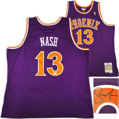 Phoenix Suns Steve Nash Autographed Purple Authentic Mitchell & Ness 2005-06 Hardwood Classic Swingman Jersey Size XXL Beckett BAS Witness