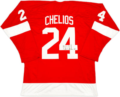 Detroit Red Wings Chris Chelios Autographed Red Jersey Beckett BAS Witness