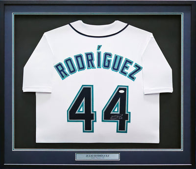 Seattle Mariners Julio Rodriguez Autographed Framed White Jersey JSA Stock #218627