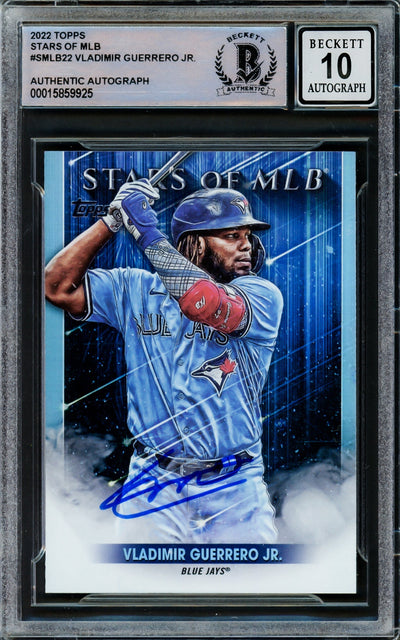 Vladimir Guerrero Jr. Autographed 2022 Topps Stars of MLB Card #SMLB-22 Toronto Blue Jays Auto Grade Gem Mint 10 Beckett BAS Stock #218660