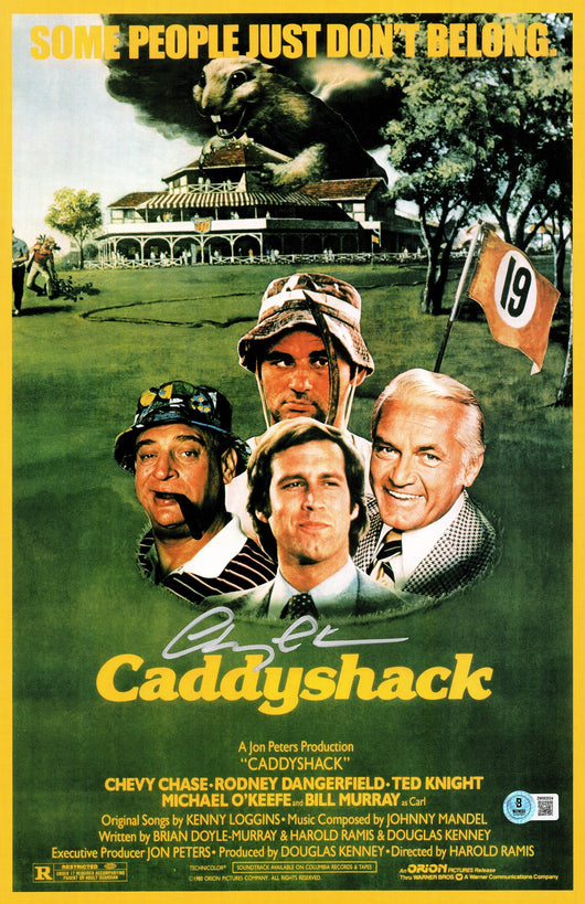 Chevy Chase Autographed Orion Pictures 11x17 Caddyshack Movie Poster Beckett BAS Witness
