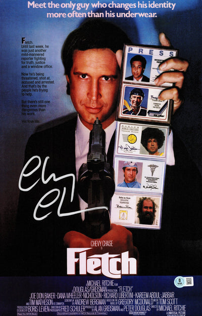 Chevy Chase Autographed Universal Pictures 11x17 Fletch Movie Poster Beckett BAS Witness