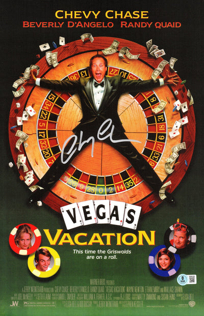 Chevy Chase Autographed Warner Bros 11x17 Vegas Vacation Movie Poster Beckett BAS Witness