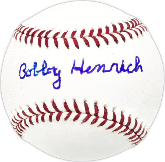 Bob Bobby Henrich Autographed Official MLB Baseball Cincinnati Reds Beckett BAS QR #BN13176