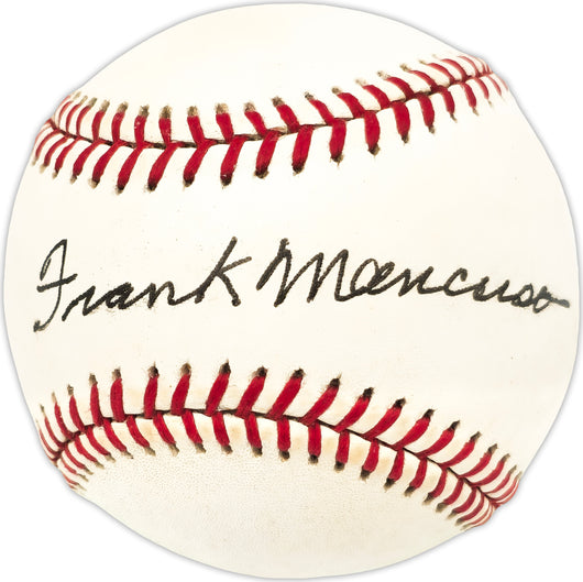 Frank Mancuso Autographed Official AL Baseball St. Louis Browns Beckett BAS QR #BN13221