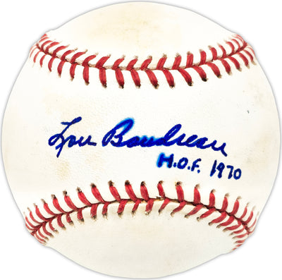 Lou Boudreau Autographed Official 1996 AL Division Logo MLB Baseball Cleveland Indians "HOF 1970" JSA #V29597