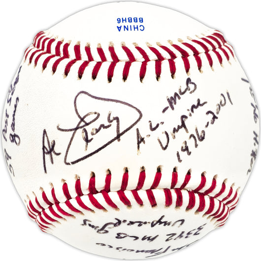 Al Clark Autographed Official League Baseball Umpire Statball With 11 Stats JSA #GG31762