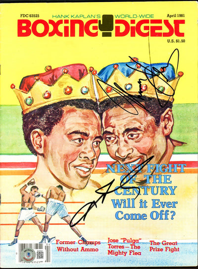 Sugar Ray Leonard & Thomas "Hitman" Hearns Autographed Boxing Digest Magazine Beckett BAS #BH29321