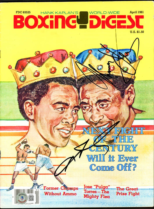 Sugar Ray Leonard & Thomas "Hitman" Hearns Autographed Boxing Digest Magazine Beckett BAS #BH29321