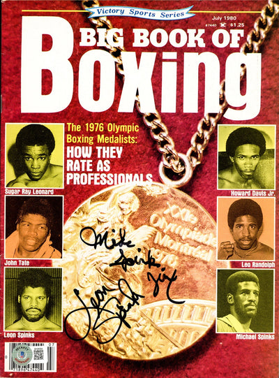 Leon Spinks & Michael Spinks Autographed Big Book of Boxing Magazine Beckett BAS #BH29304
