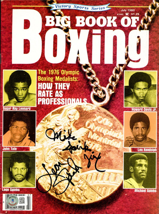 Leon Spinks & Michael Spinks Autographed Big Book of Boxing Magazine Beckett BAS #BH29304