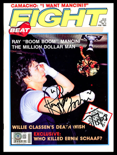 Aaron Pryor & Ray "Boom Boom" Mancini Autographed Fight Magazine Beckett BAS #BH29296