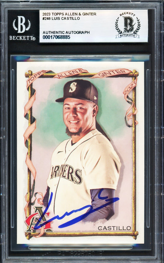Luis Castillo Autographed 2023 Topps Allen & Ginter Card #248 Seattle Mariners Beckett BAS