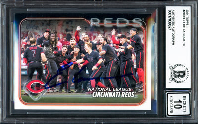 Elly De La Cruz Autographed 2024 Topps Rookie Card #238 Cincinnati Reds Auto Grade Gem Mint 10 Beckett BAS