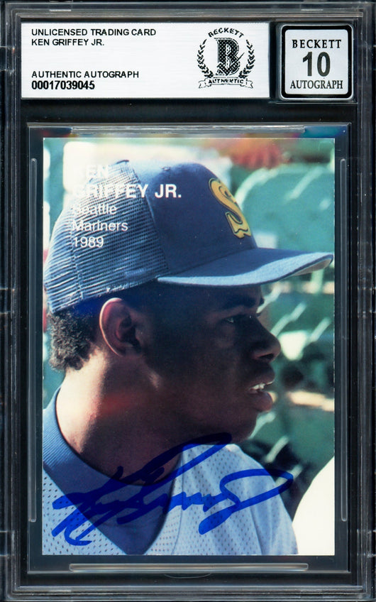 Ken Griffey Jr. Autographed 1989 Rookies Superstars Rookie Card #1 Seattle Mariners Auto Grade Gem Mint 10 Beckett BAS