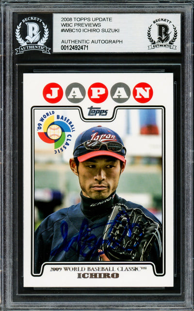 Ichiro Suzuki Autographed 2008 Topps Update WBC Preview Card #WBC10 Seattle Mariners Beckett BAS Stock #220267