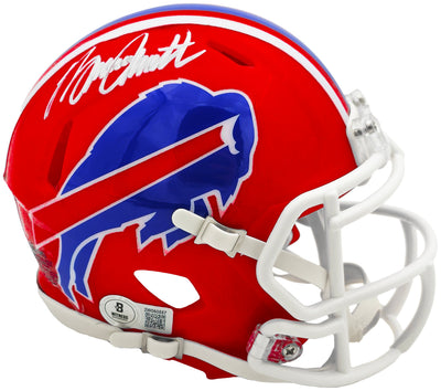 Bruce Smith Autographed Buffalo Bills Red Throwback 1987-2001 Speed Mini Helmet Beckett BAS Witness
