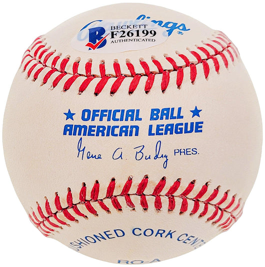 Tommy Byrne Autographed Official AL Baseball New York Yankees Beckett BAS #F26199