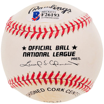 Tommy Byrne Autographed Official NL Baseball New York Yankees Beckett BAS #F26193