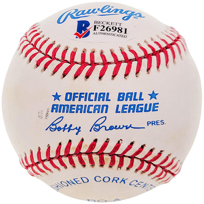 Tommy Tom Henrich Autographed Official AL Baseball New York Yankees "Old Reliable" Beckett BAS #F26981