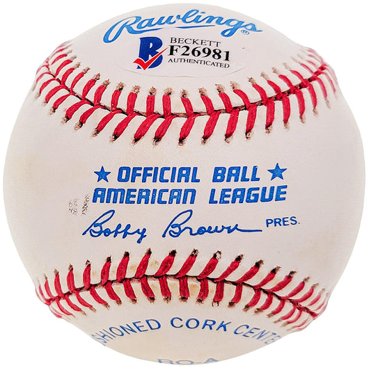 Tommy Tom Henrich Autographed Official AL Baseball New York Yankees "Old Reliable" Beckett BAS #F26981