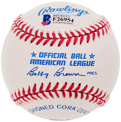 Tommy Tom Henrich Autographed Official AL Baseball New York Yankees Beckett BAS #F26954