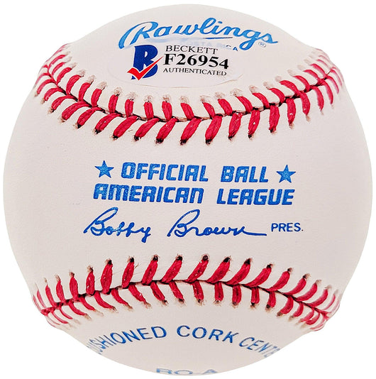 Tommy Tom Henrich Autographed Official AL Baseball New York Yankees Beckett BAS #F26954