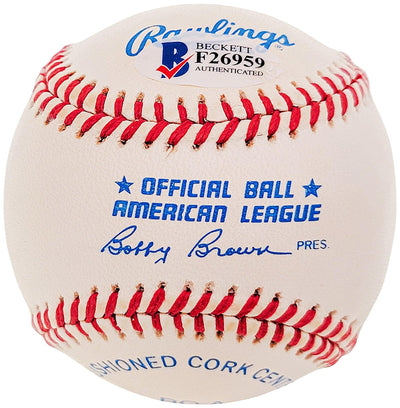 Tommy Tom Henrich Autographed Official AL Baseball New York Yankees Beckett BAS #F26959