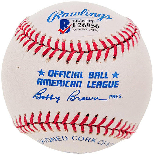 Tommy Tom Henrich Autographed Official AL Baseball New York Yankees Beckett BAS #F26956