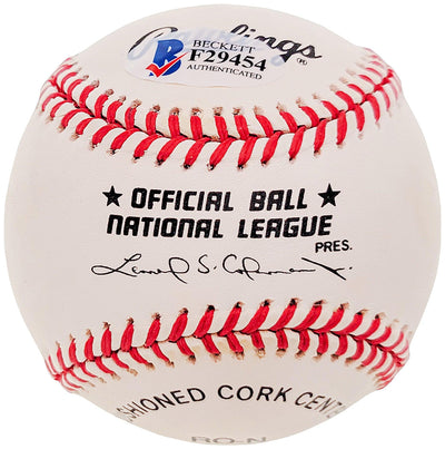 Billy Loes Autographed Official NL Baseball Brooklyn Dodgers Beckett BAS #F29454