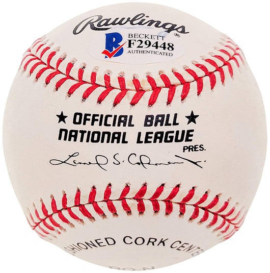Billy Loes Autographed Official NL Baseball Brooklyn Dodgers Beckett BAS #F29448