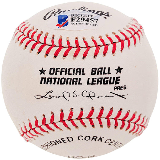 Billy Loes Autographed Official NL Baseball Brooklyn Dodgers Beckett BAS #F29457