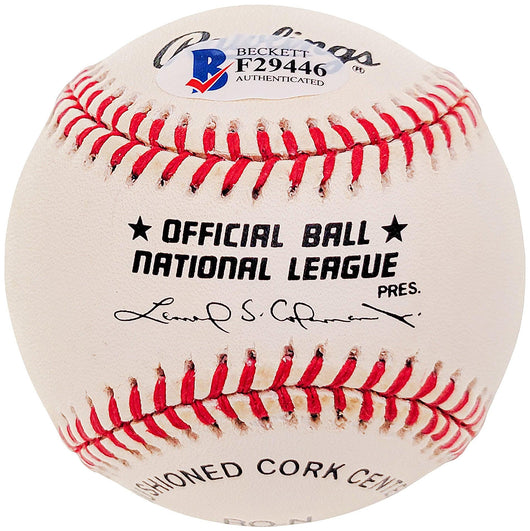 Billy Loes Autographed Official NL Baseball Brooklyn Dodgers Beckett BAS #F29446