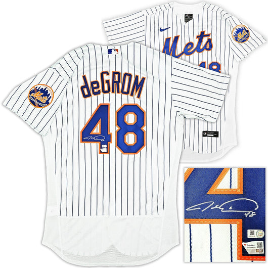 New York Mets Jacob deGrom Autographed White Nike Authentic Jersey Size 44 Fanatics Holo Stock #218735