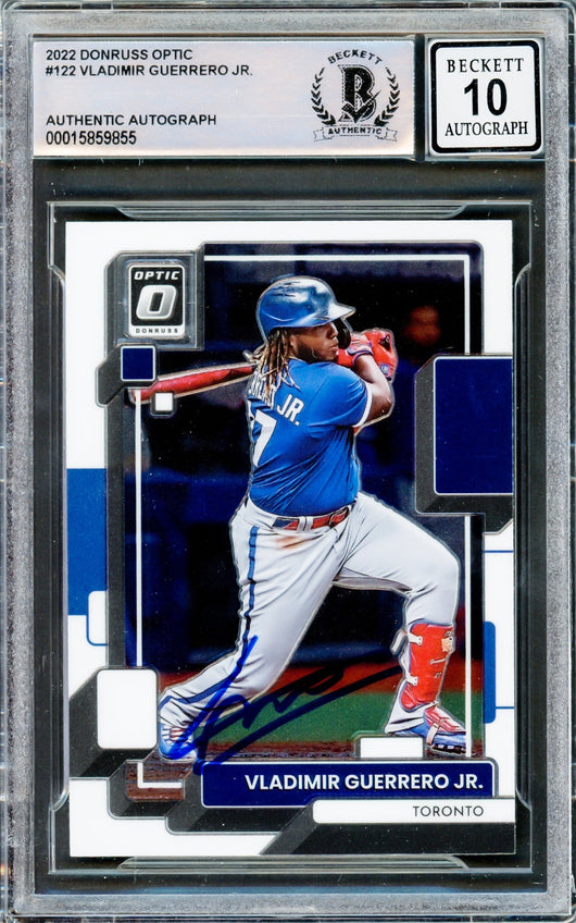 Vladimir Guerrero Jr. Autographed 2022 Donruss Optic Card #122 Toronto Blue Jays Auto Grade Gem Mint 10 Beckett BAS #15859855