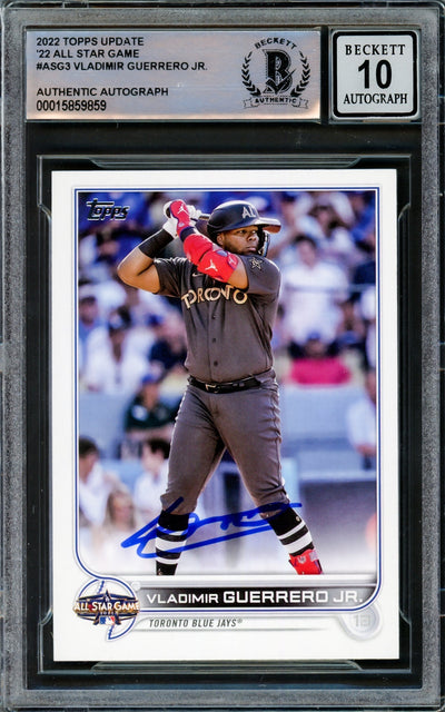 Vladimir Guerrero Jr. Autographed 2022 Topps Update All Star Game Card #ASG-3 Toronto Blue Jays Auto Grade Gem Mint 10 Beckett BAS #15859859