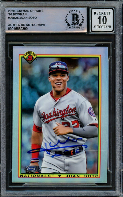 Juan Soto Autographed 2020 Bowman Chrome 1990 Throwback Refractor Card #90B-JS Washington Nationals Auto Grade Gem Mint 10 Beckett BAS #15860390