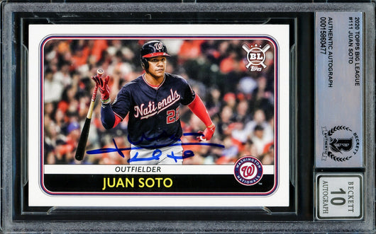 Juan Soto Autographed 2020 Topps Big League Card #111 Washington Nationals Auto Grade Gem Mint 10 Beckett BAS #15860477