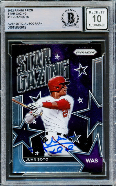 Juan Soto Autographed 2022 Panini Prizm Star Gazing Card #SG-10 Washington Nationals Auto Grade Gem Mint 10 Beckett BAS #15860612