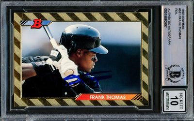 Frank Thomas Autographed 1992 Bowman Gold Foil Card #551 Chicago White Sox Auto Grade Gem Mint 10 Beckett BAS #15860897