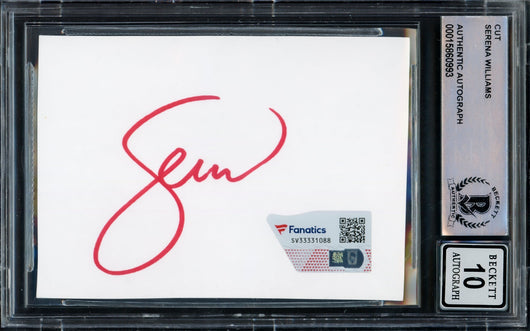 Serena Williams Autographed 2.5x3.5 Cut Signature Auto Grade Gem Mint 10 Red Beckett BAS #15860993