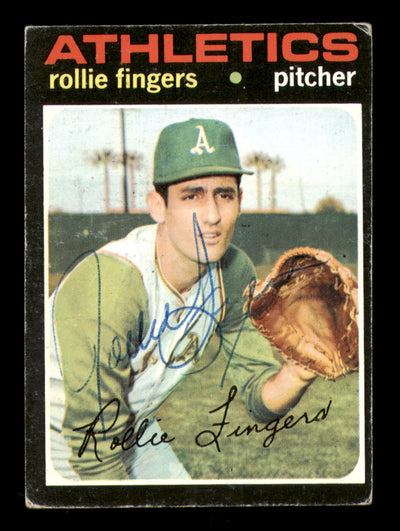 Rollie Fingers Autographed 1971 Topps Card #384 Oakland A's SKU #219100