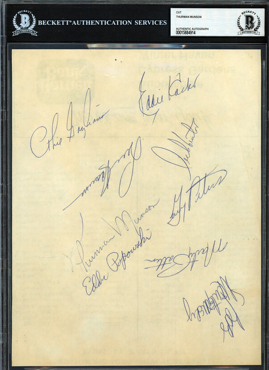 Thurman Munson Autographed 8x10 Newspaper Page Photo New York Yankees With 8 Others Beckett BAS #15884914
