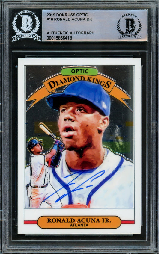 Ronald Acuna Jr. Autographed 2019 Donruss Optic Diamond Kings Card #16 Atlanta Braves Beckett BAS #15866418