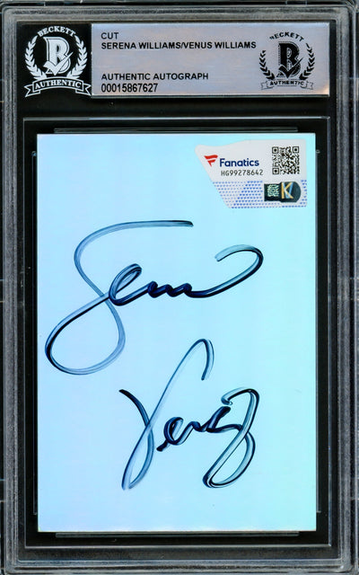 Serena & Venus Williams Autographed 2.5x3.5 Cut Signature Holo Foil Beckett BAS #15867627