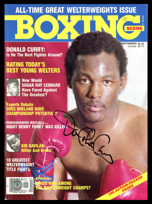 Donald Curry Autographed Boxing Scene Magazine Beckett BAS QR #BH26969
