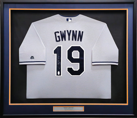 San Diego Padres Tony Gwynn Autographed Framed Grey Jersey JSA #T08752