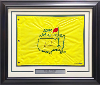 Tiger Woods Autographed Framed 13x17 2005 Masters Golf Pin Flag #264/500 UDA Holo #BAJ76462
