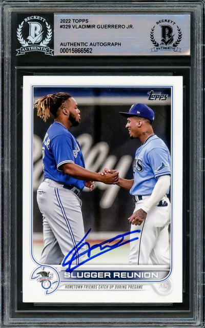 Vladimir Guerrero Jr. Autographed 2022 Topps Card #329 Toronto Blue Jays Beckett BAS Stock #219388