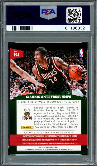 Giannis Antetokounmpo Autographed 2013 Panini Rookie Card #194 Milwaukee Bucks Auto Grade Mint 9 PSA/DNA #61196832